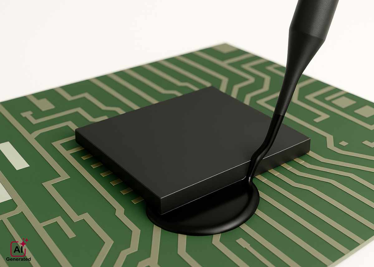 Underfill material by Nagase for reliable chip and PCB bonding, designed to enhance electronic assembly durability and protect against thermal stress.