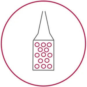 Bead-Based-Assay-Icon Icon of reagent-filled tube with assay beads, representing bead-based assay formats with MPC Polymer.