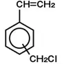 ChloroMethylStyrene_NEW Molecular structure of vinylbenzyl chloride, a reactive styrene derivative used in ion exchange resins and functional polymer synthesis.
