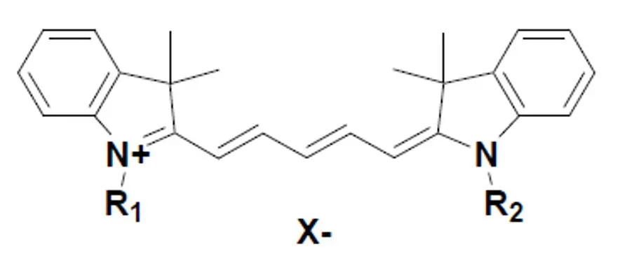 Cy5 analog dye structure from Nagase, tuned for far-red fluorescence with excitation at 650 nm and emission at 667 nm for use in flow cytometry and confocal microscopy.