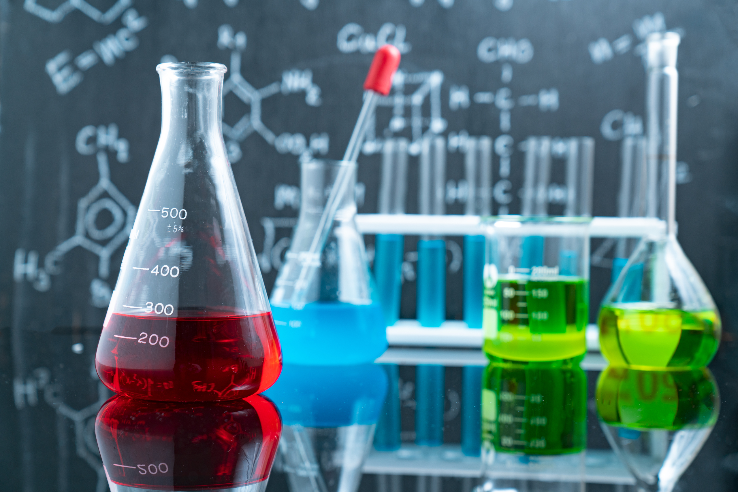 Modern laboratory arrangement with test tubes and reagents—illustrating Nagase’s research reagents for precision bioassays, glycobiology, enzyme analysis, and pharmaceutical development.