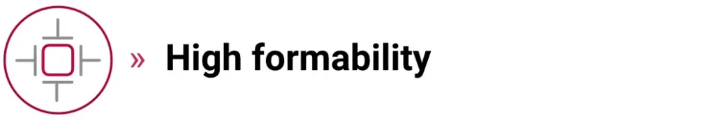 High-formability Icon showing a forming die around material edges, representing the film’s ability to be shaped and molded easily.
