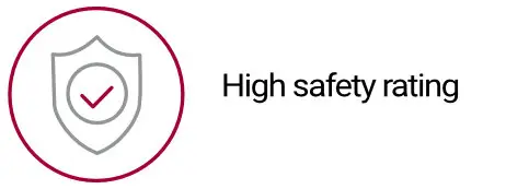 High-safety-rating Shield with checkmark icon illustrating strong safety performance and protection features.