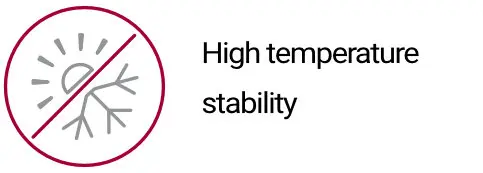 High-temperature-stability Icon representing thermal stability, indicating reliable battery performance under high-temperature conditions.