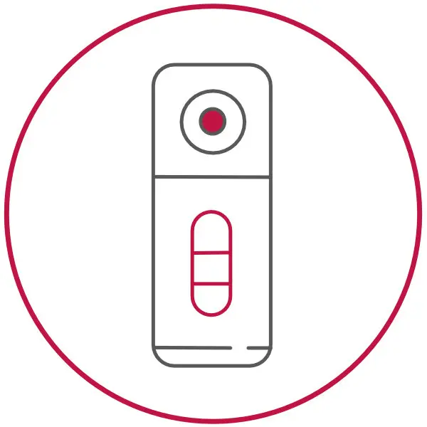 Icon of a rapid test cassette, representing lateral flow test applications using MPC Polymer.