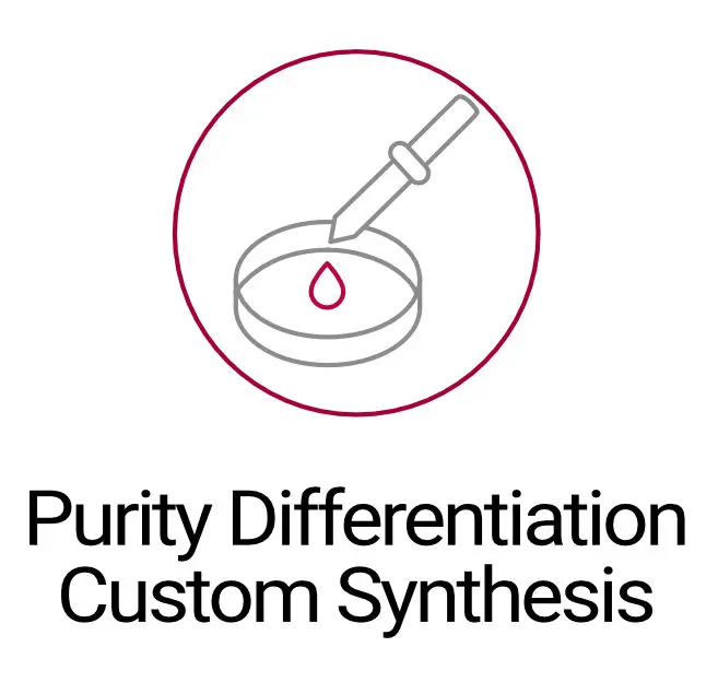 Petri dish icon representing tailored synthesis with adjustable purity levels for specific needs.