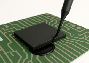 Underfill material by Nagase for reliable chip and PCB bonding, designed to enhance electronic assembly durability and protect against thermal stress.