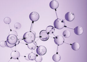 Abstract molecular structure illustration symbolizing OLYCOX KC – Series by Nagase for IVD diagnostics, a high-performance crosslinker that improves stability, durability, and precision in diagnostic formulations.