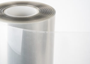Transparent plastic film roll enhanced with Nagase PMMA microparticles, providing superior clarity, durability, and performance for advanced plastics and compound applications.