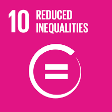 SDG10 UN Sustainable Development Goal 10: Reduced Inequalities – pink icon with equality symbol.