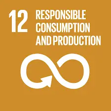 UN Sustainable Development Goal 12: Responsible Consumption and Production – yellow icon with circular infinity loop symbol.